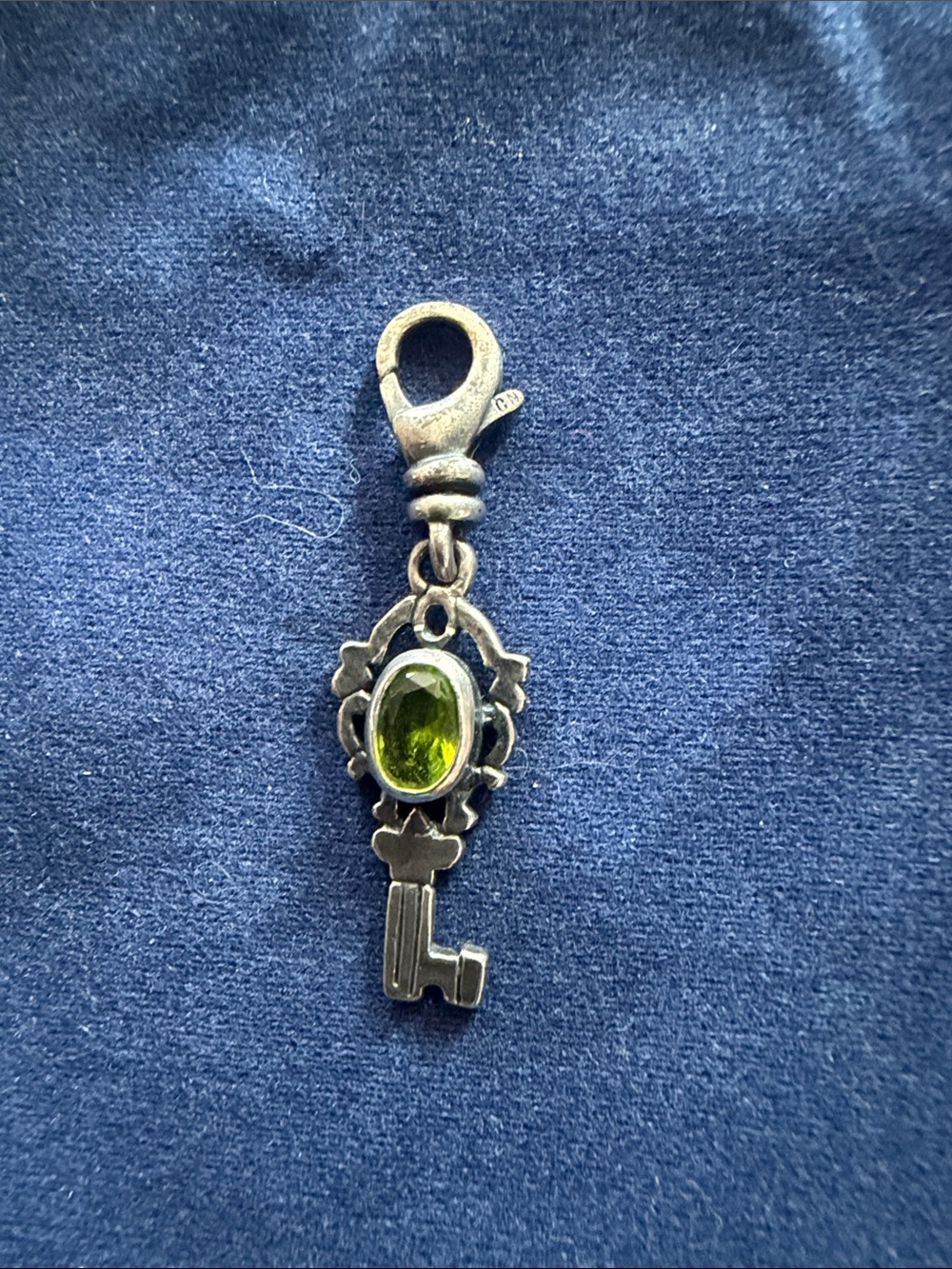 Silpada Key Charm Bracelet Pendant with Peridot Stone